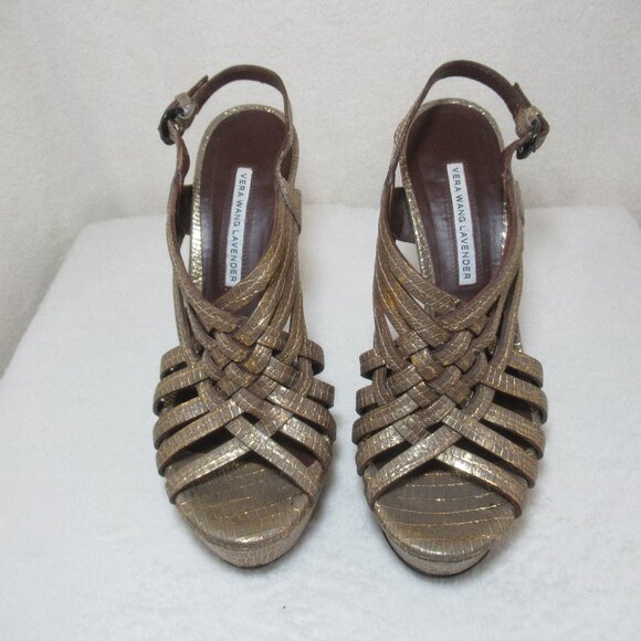 Vera Wang Lavender Label Metallic Platform Heels | 37.5 / US 7 - Picture 2 of 9